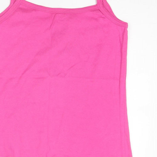 Dunnes Stores Womens Pink Cotton Basic Tank Size 12 Round Neck