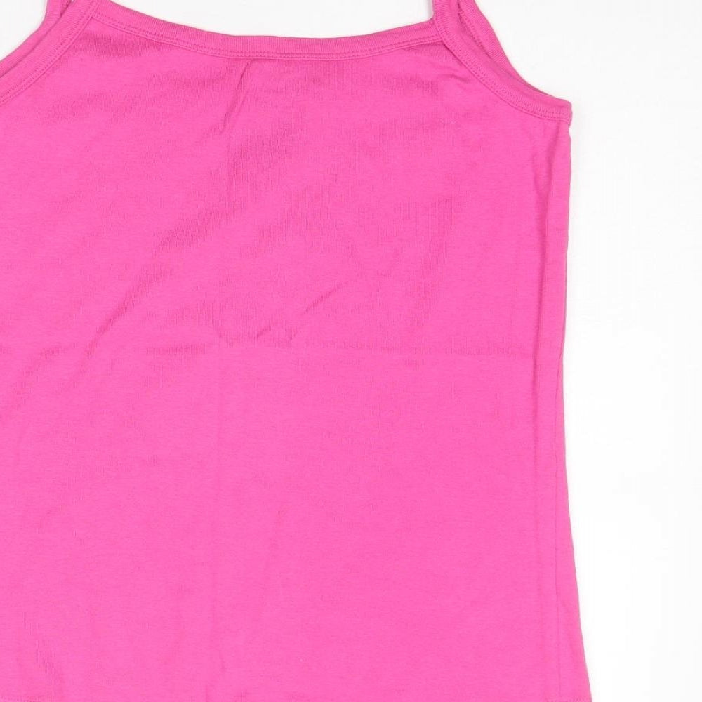 Dunnes Stores Womens Pink Cotton Basic Tank Size 12 Round Neck