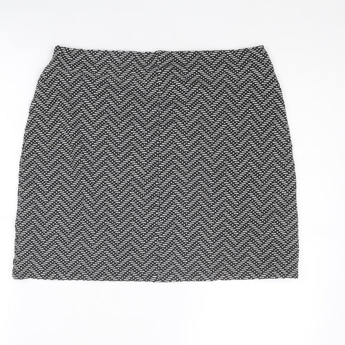 Marks and Spencer Womens Black Geometric Polyester Bandage Skirt Size 14