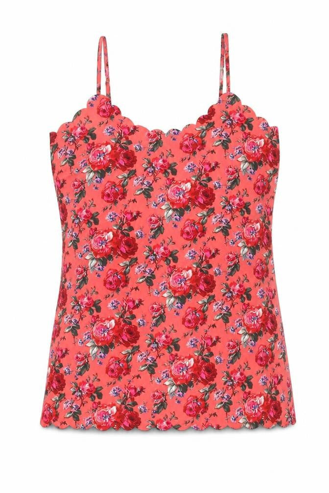 Oasis Womens Pink Floral Polyester Basic Tank Size 10 V-Neck