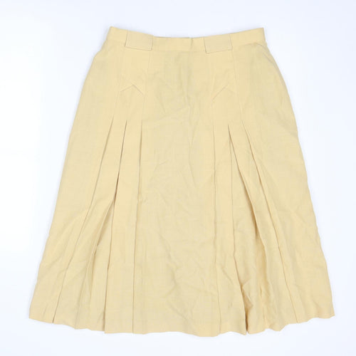 C&A Womens Yellow Polyester Pleated Skirt Size 16 Zip