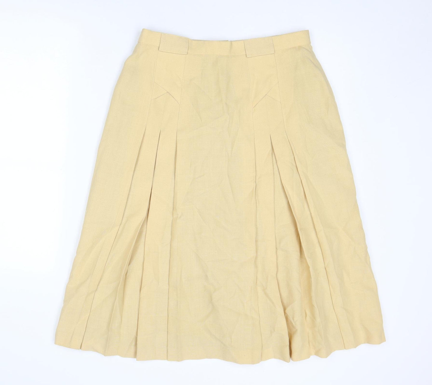 C&A Womens Yellow Polyester Pleated Skirt Size 16 Zip