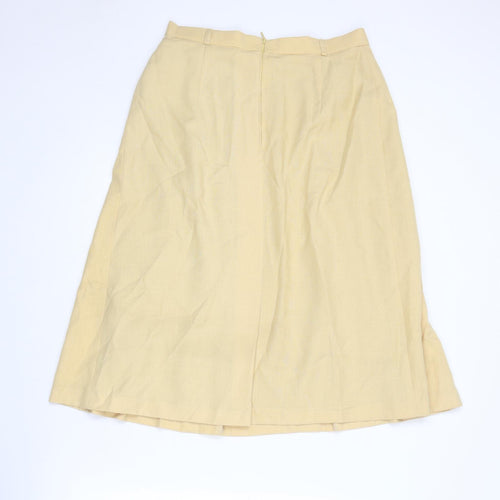C&A Womens Yellow Polyester Pleated Skirt Size 16 Zip