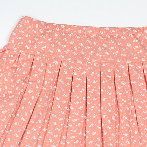 Debenhams Womens Pink Floral Polyester Pleated Skirt Size 16