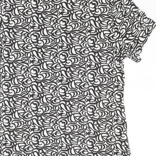 Country Casuals Womens Black Geometric Viscose Basic T-Shirt Size M V-Neck
