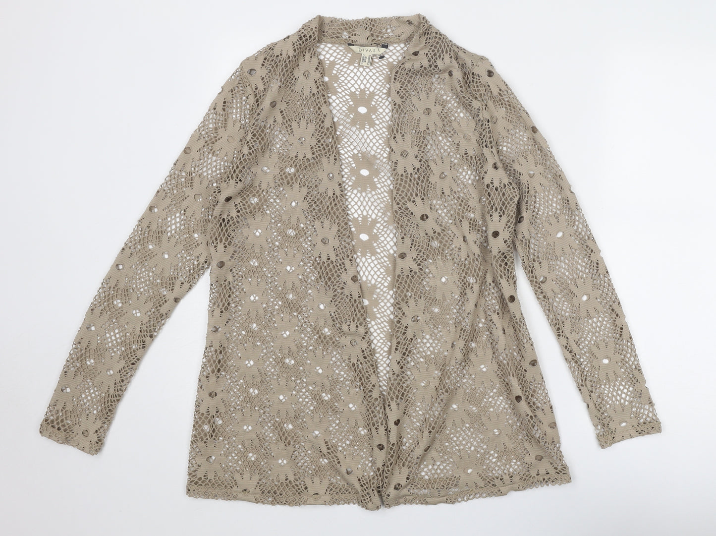 Divas Womens Beige Floral Polyester Kimono Blouse Size 14 V-Neck