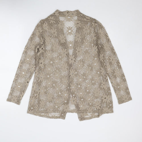 Divas Womens Beige Floral Polyester Kimono Blouse Size 14 V-Neck
