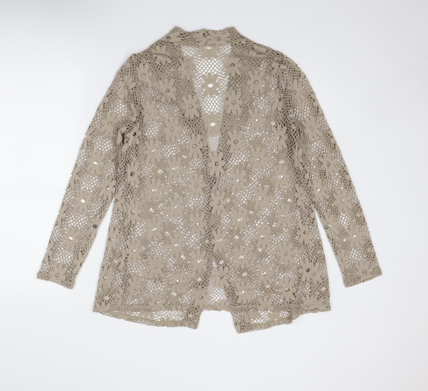 Divas Womens Beige Floral Polyester Kimono Blouse Size 14 V-Neck