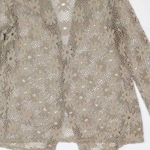 Divas Womens Beige Floral Polyester Kimono Blouse Size 14 V-Neck