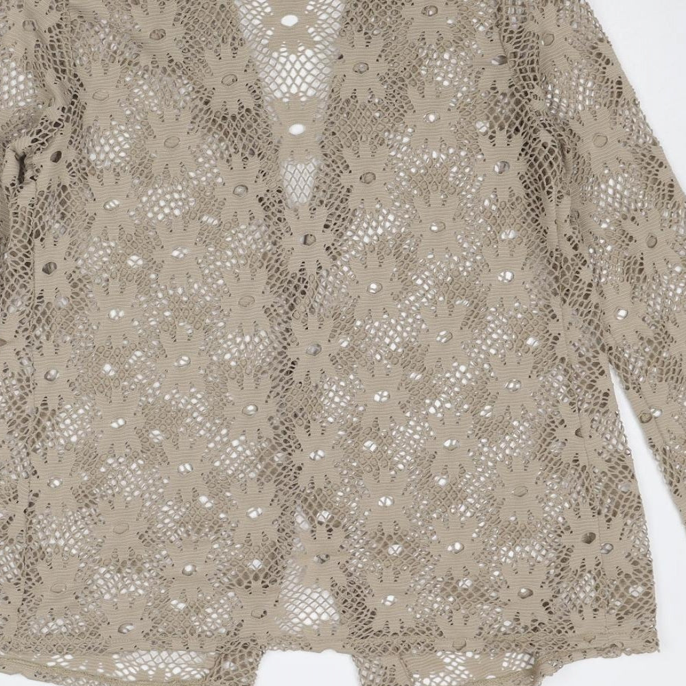 Divas Womens Beige Floral Polyester Kimono Blouse Size 14 V-Neck