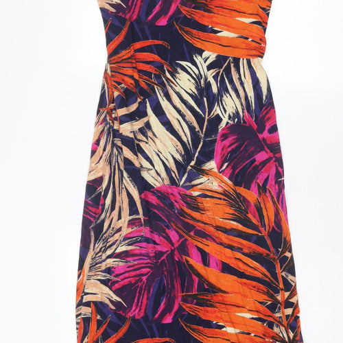 Debenhams Womens Multicoloured Geometric Cotton Maxi Size 8 Round Neck Pullover - Leaf pattern