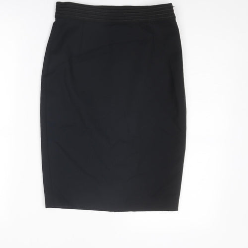 French Connection Womens Black Cotton Straight & Pencil Skirt Size 6 Zip