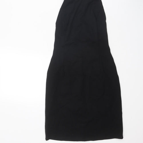 River Island Womens Black Viscose Mini Size 6 Round Neck Tie