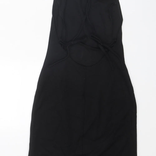 River Island Womens Black Viscose Mini Size 6 Round Neck Tie