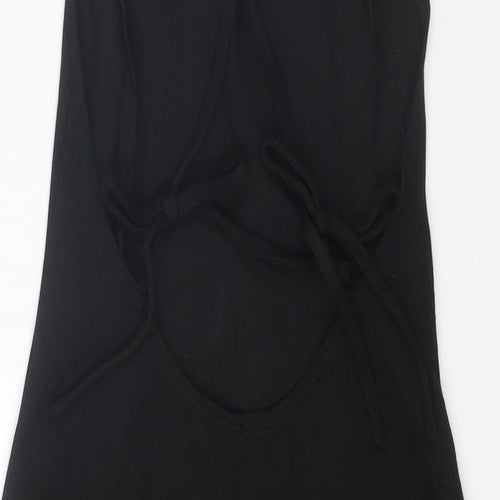 River Island Womens Black Viscose Mini Size 6 Round Neck Tie