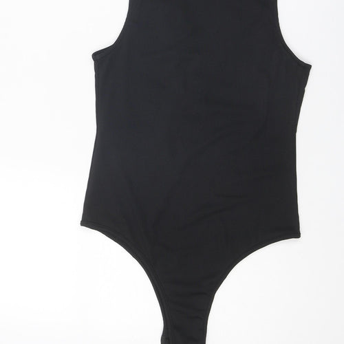 New Look Womens Black Polyester Bodysuit One-Piece Size 10 Snap