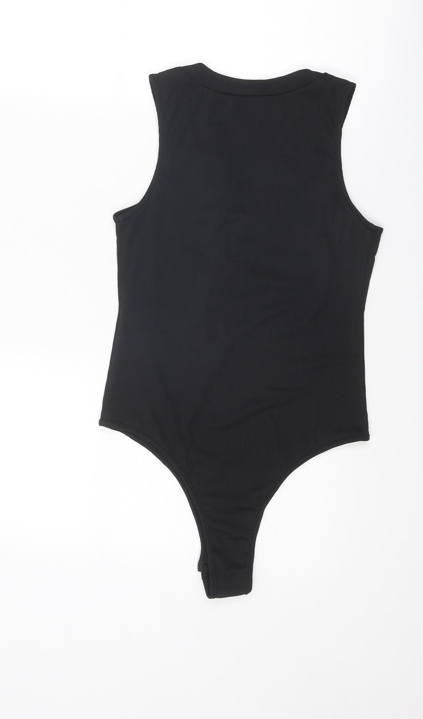New Look Womens Black Polyester Bodysuit One-Piece Size 10 Snap