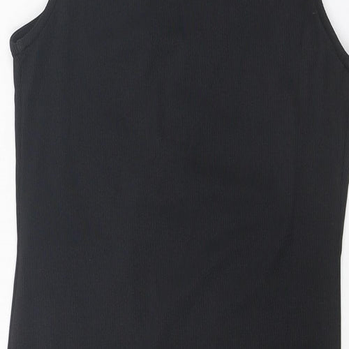 New Look Womens Black Polyester Bodysuit One-Piece Size 10 Snap