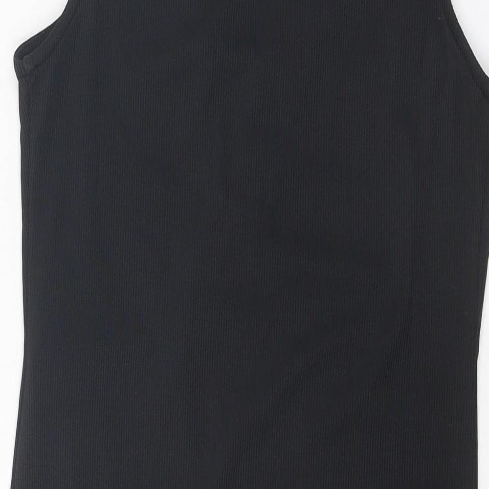 New Look Womens Black Polyester Bodysuit One-Piece Size 10 Snap