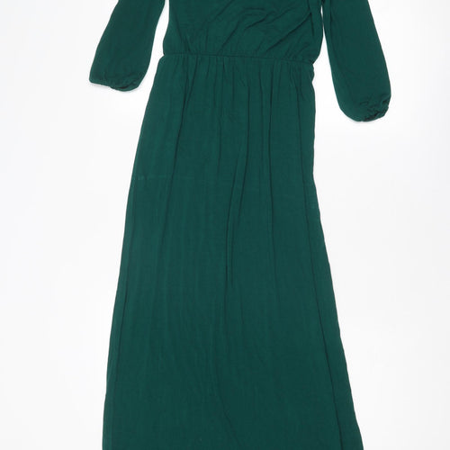 Boohoo Womens Green Viscose A-Line Size 6 V-Neck Pullover