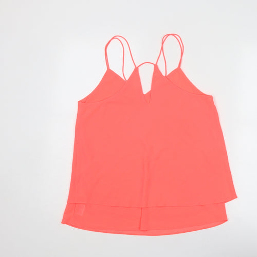 New Look Womens Pink Polyester Basic Tank Size 12 V-Neck