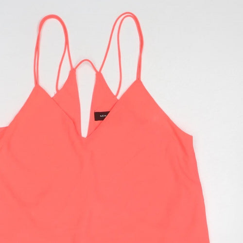 New Look Womens Pink Polyester Basic Tank Size 12 V-Neck