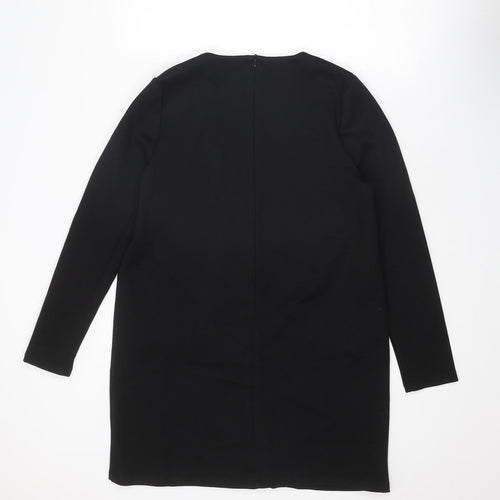 Missguided Womens Black Polyester A-Line Size 12 V-Neck Zip