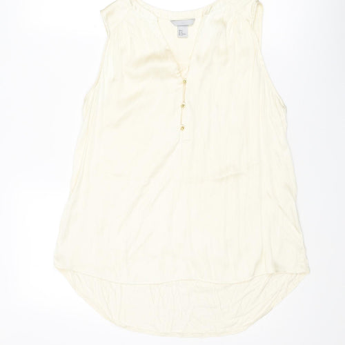 H&M Womens Ivory Polyester Basic Tank Size M V-Neck