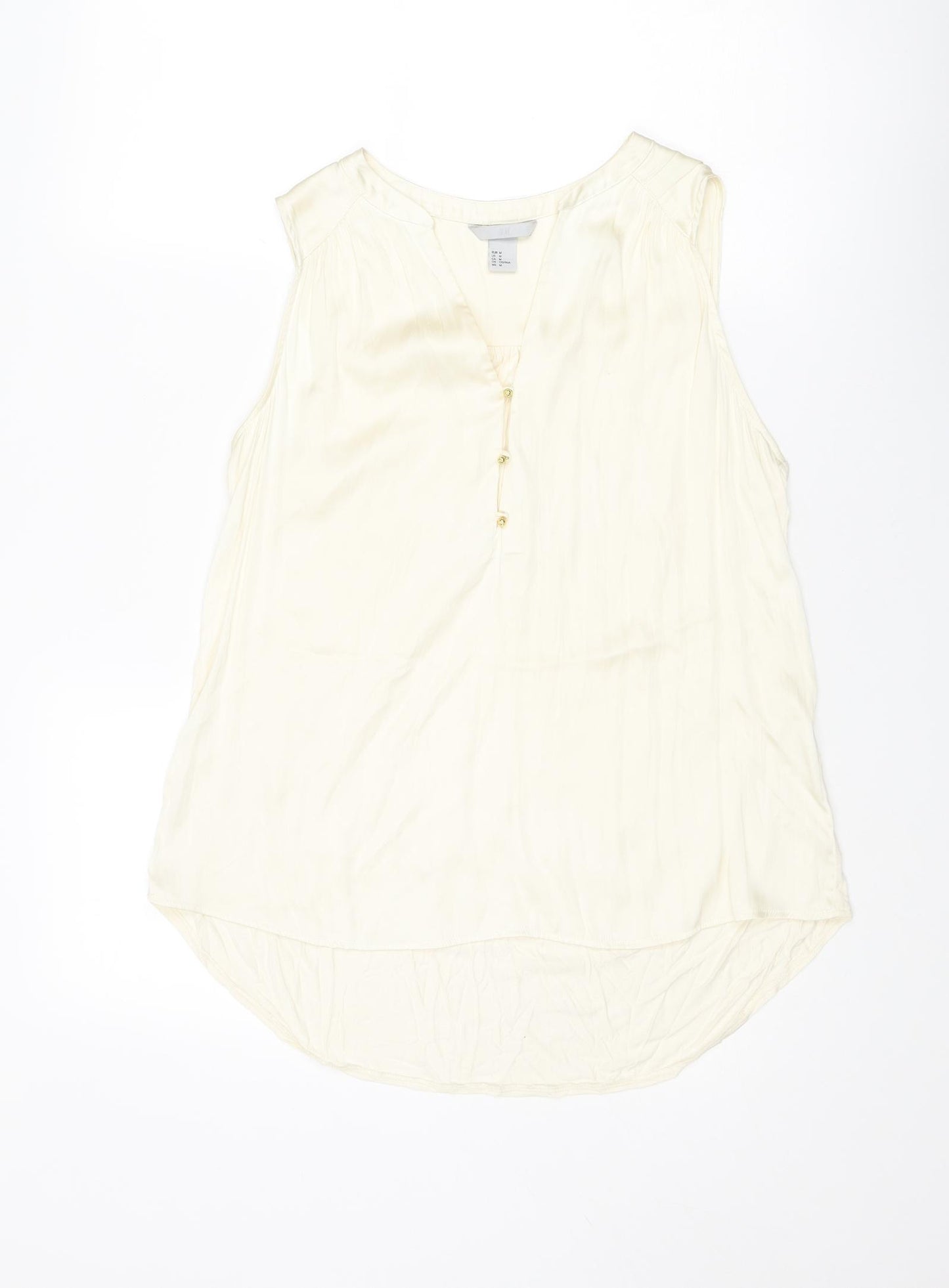 H&M Womens Ivory Polyester Basic Tank Size M V-Neck