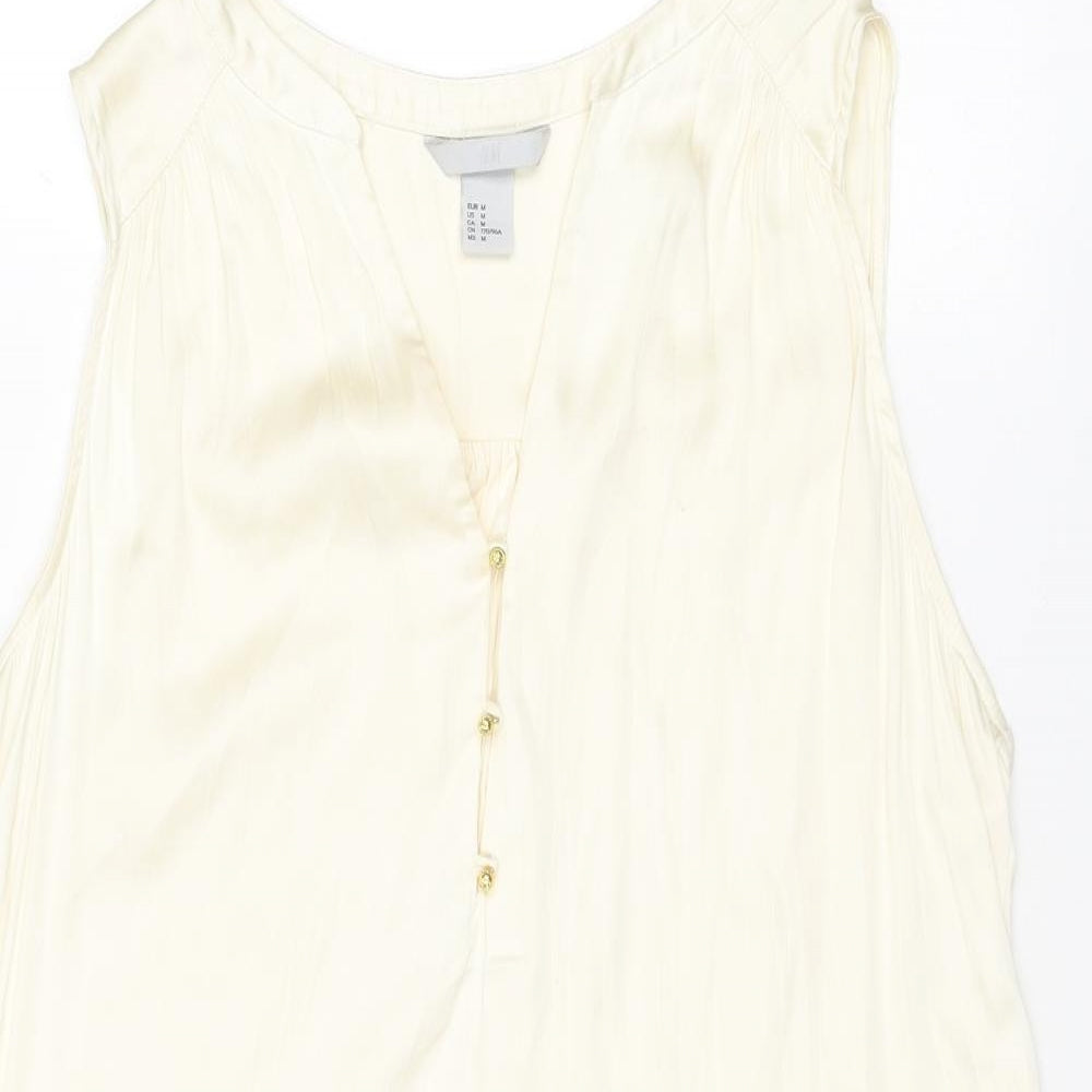 H&M Womens Ivory Polyester Basic Tank Size M V-Neck