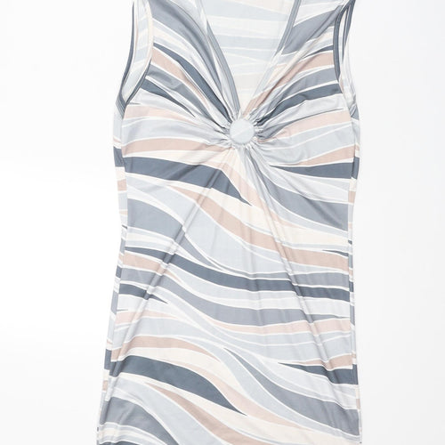 Boohoo Womens Multicoloured Geometric Polyester Mini Size 12 V-Neck Pullover - Ring Detail