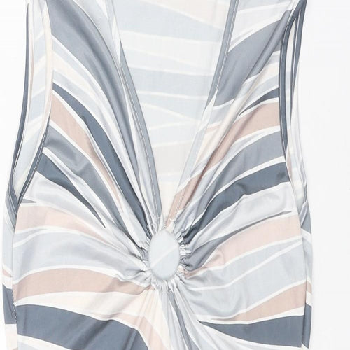 Boohoo Womens Multicoloured Geometric Polyester Mini Size 12 V-Neck Pullover - Ring Detail