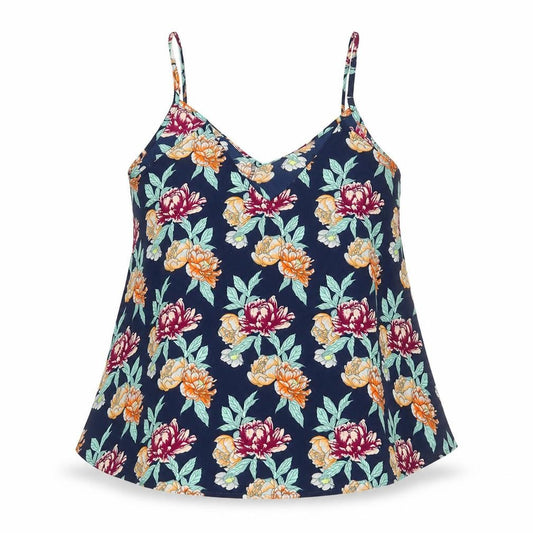 Front view of ASOS women’s multicoloured floral polyester basic tank, size UK 12, v-neck