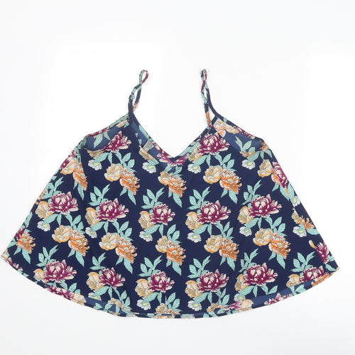 ASOS Womens Multicoloured Floral Polyester Basic Tank Size 12 V-Neck