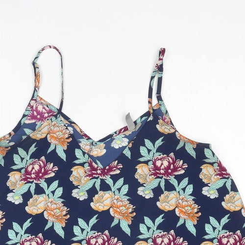 ASOS Womens Multicoloured Floral Polyester Basic Tank Size 12 V-Neck