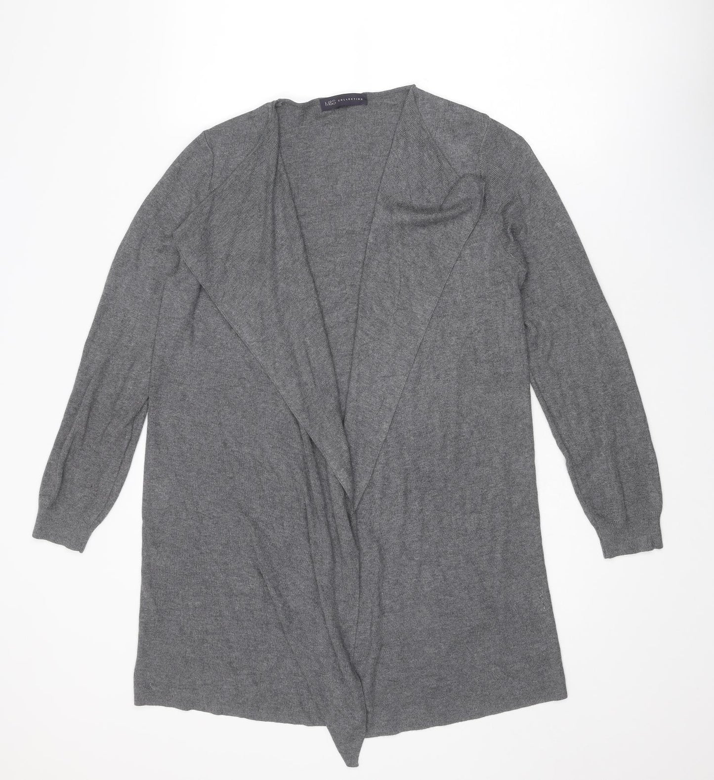 Marks and Spencer Womens Grey V-Neck Viscose Cardigan Jumper Size M
