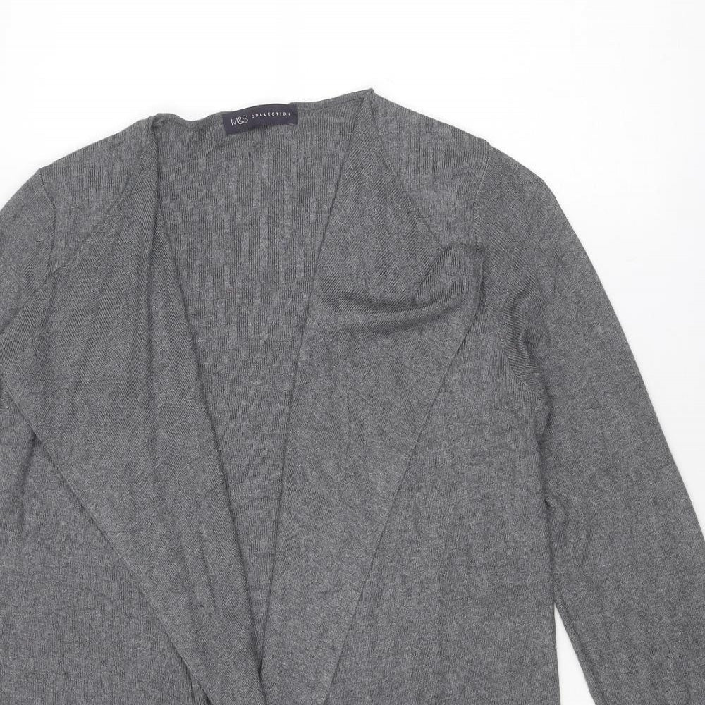 Marks and Spencer Womens Grey V-Neck Viscose Cardigan Jumper Size M