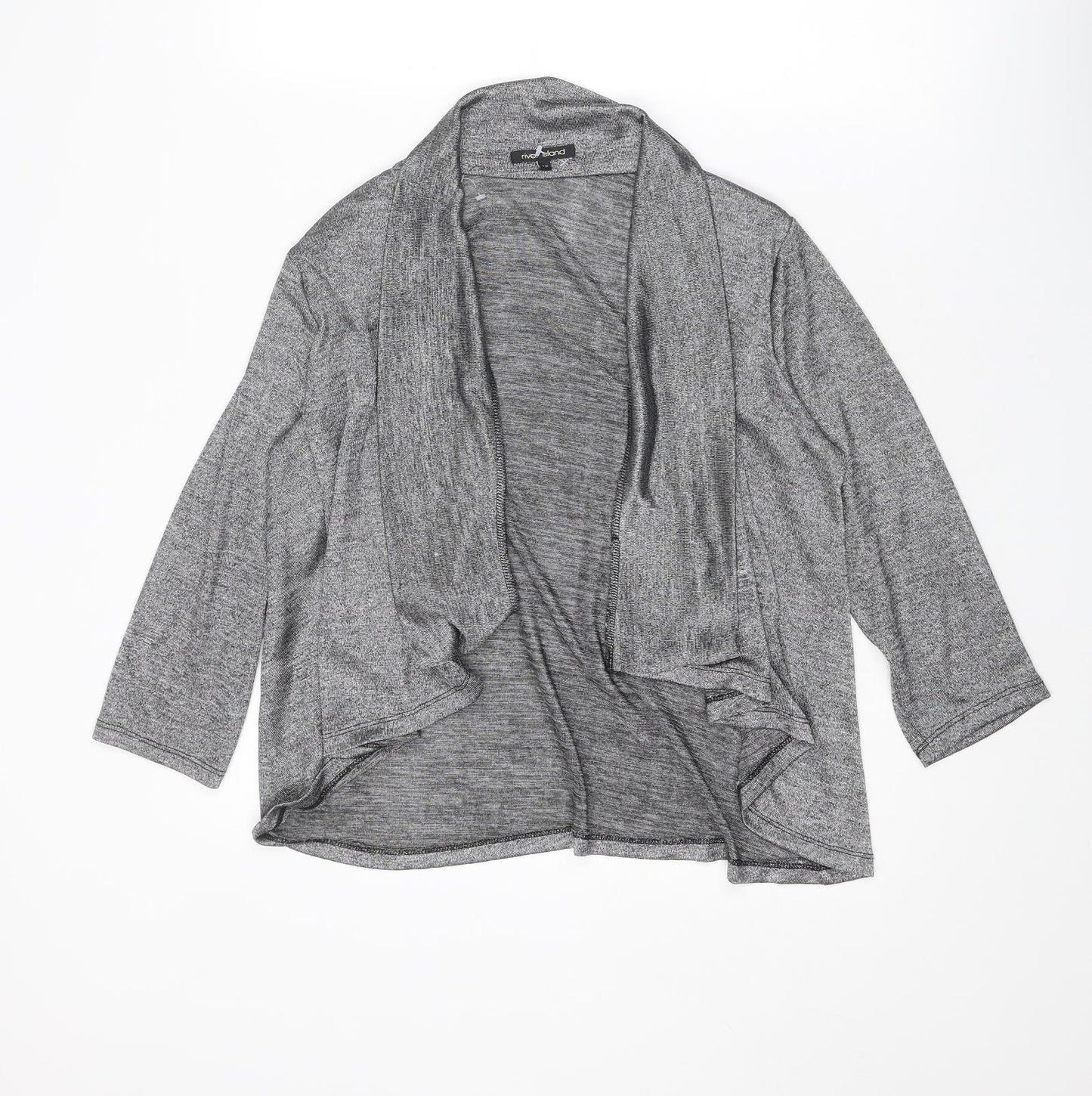 River Island Womens Silver V-Neck Polyester Cardigan Jumper Size 12