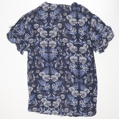 Monsoon Womens Blue Floral Viscose A-Line Size 8 Round Neck Pullover