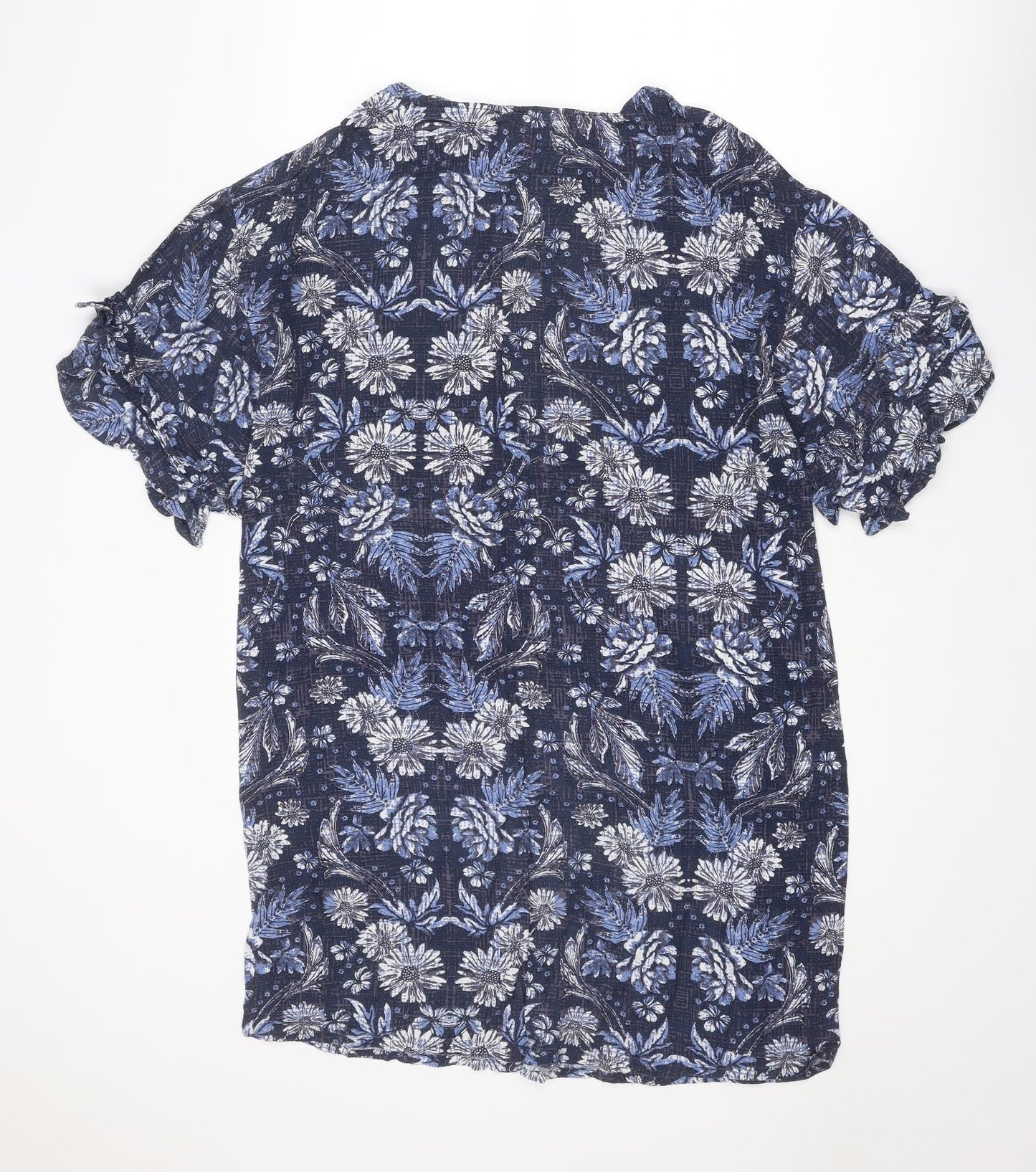 Monsoon Womens Blue Floral Viscose A-Line Size 8 Round Neck Pullover