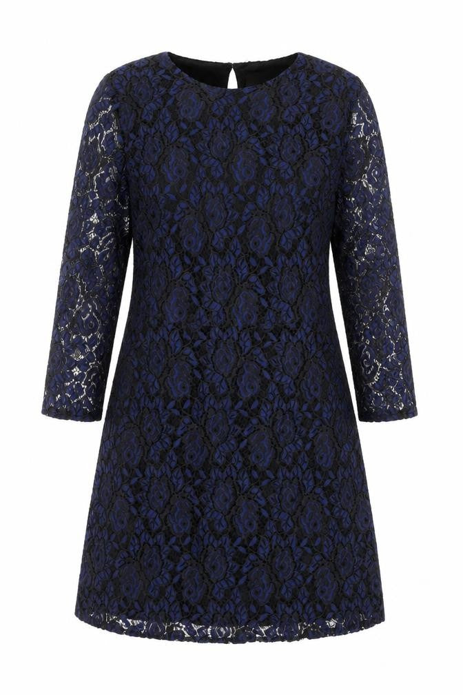 Front view of Oasis women’s blue polyamide mini, size UK 14, round neck zip - open back