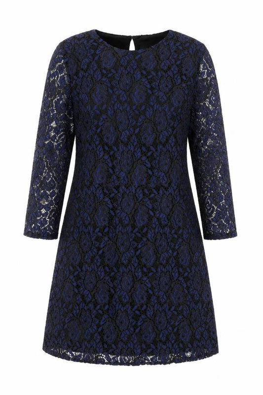 Front view of Oasis women’s blue polyamide mini, size UK 14, round neck zip - open back