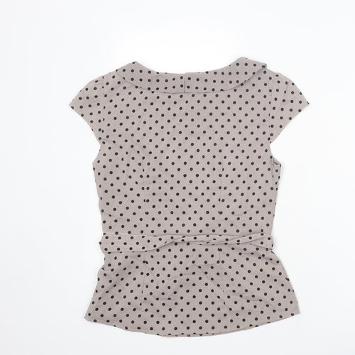 H&M Womens Grey Polka Dot Polyester Basic T-Shirt Size 10 Round Neck