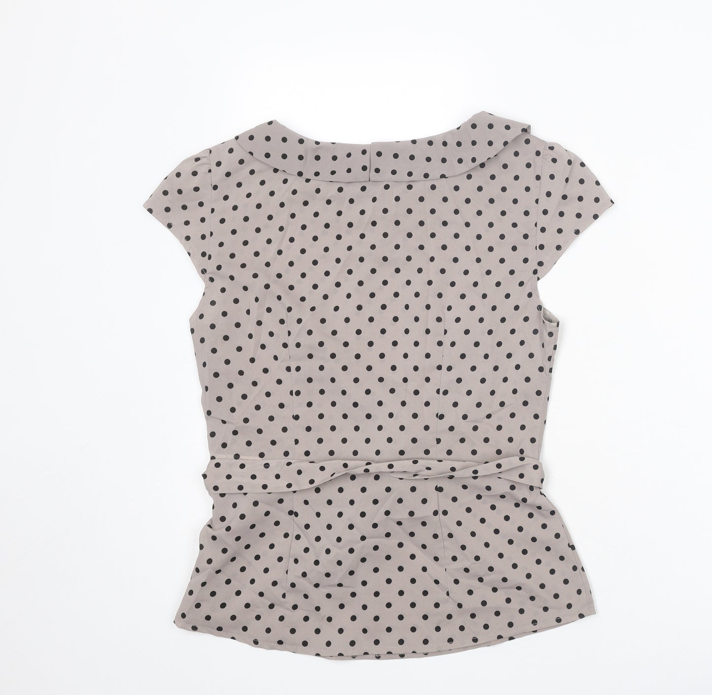 H&M Womens Grey Polka Dot Polyester Basic T-Shirt Size 10 Round Neck