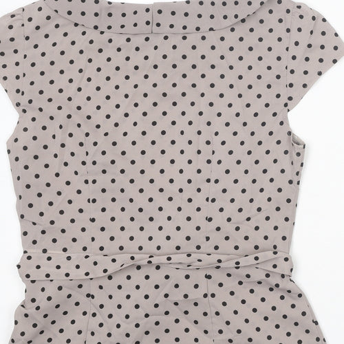 H&M Womens Grey Polka Dot Polyester Basic T-Shirt Size 10 Round Neck