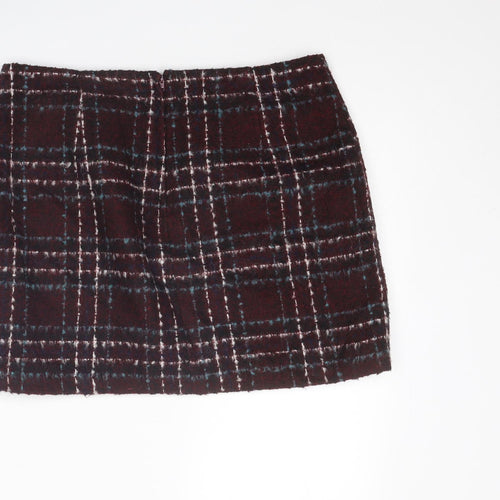 New Look Womens Multicoloured Plaid Acrylic A-Line Skirt Size 14 Zip