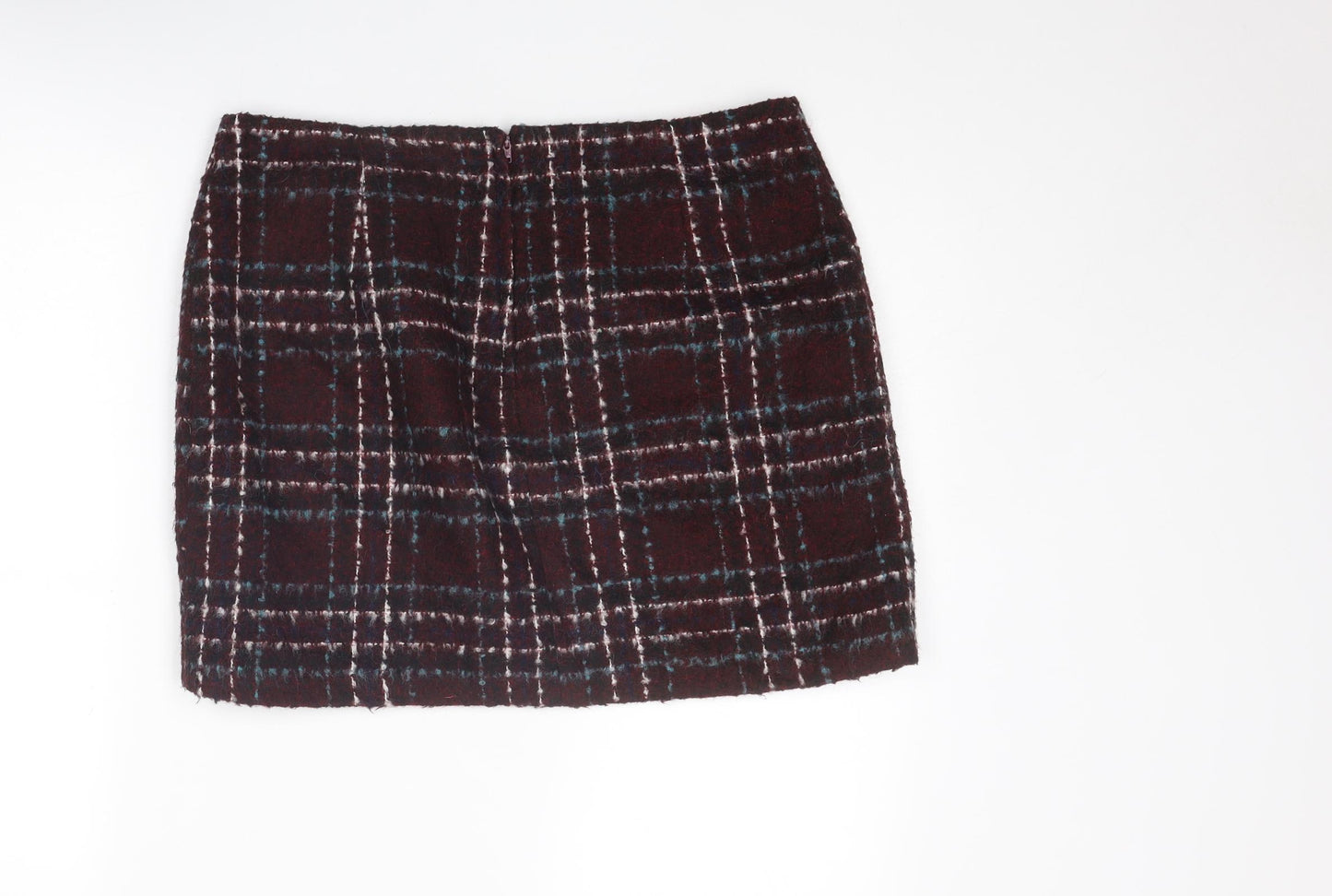 New Look Womens Multicoloured Plaid Acrylic A-Line Skirt Size 14 Zip