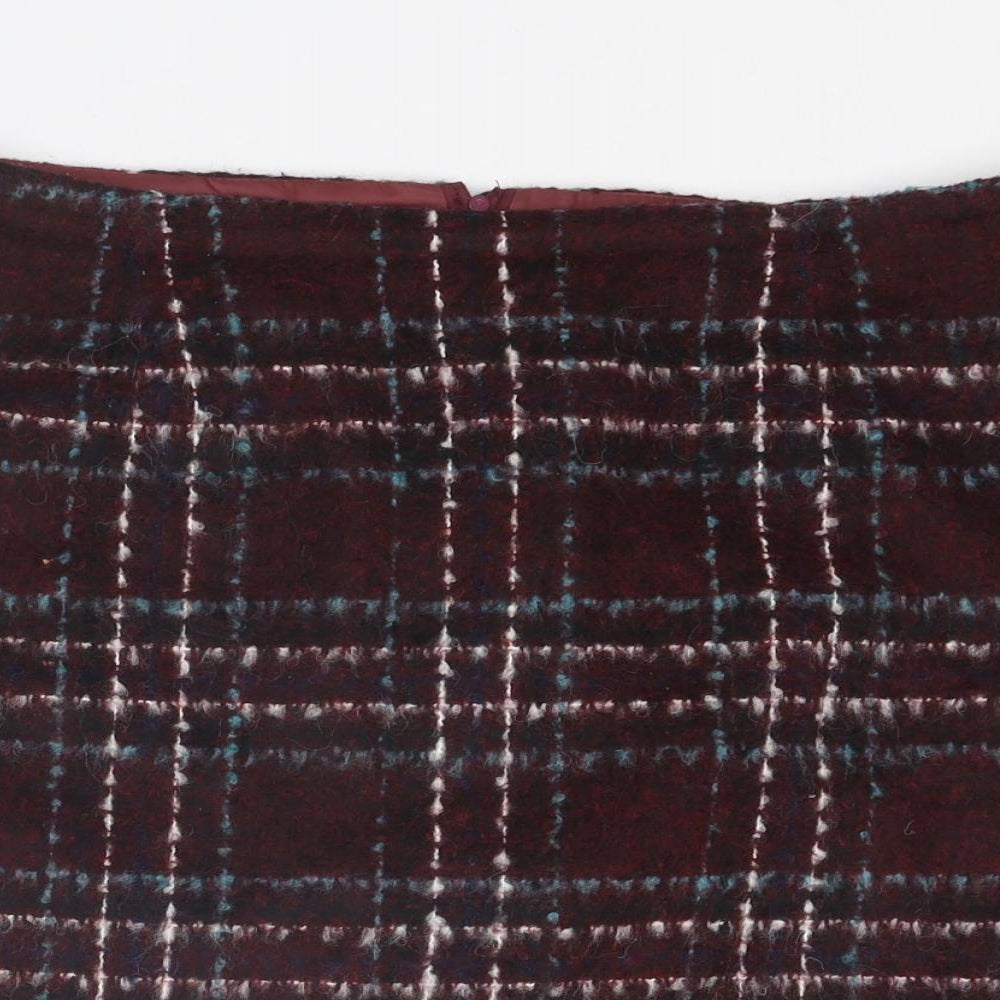 New Look Womens Multicoloured Plaid Acrylic A-Line Skirt Size 14 Zip