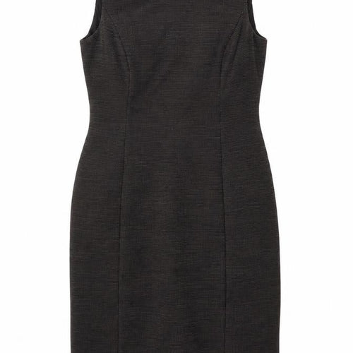 Betty Jackson Womens Brown Geometric Acrylic Shift Size 12 Round Neck Zip