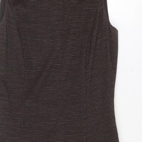 Betty Jackson Womens Brown Geometric Acrylic Shift Size 12 Round Neck Zip